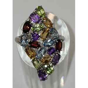 .925 Sterling Silver Amethyst/Garnet/Peridot/Citrine/Topaz Ring Size 8 $715